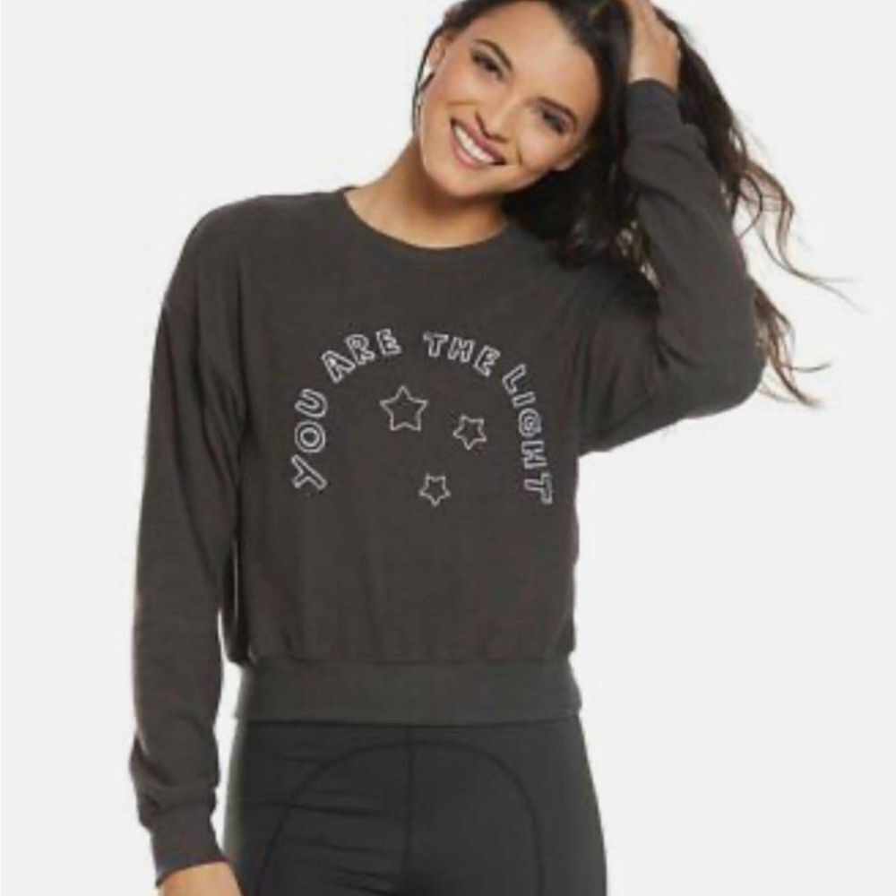 Spiritual Gangster Dark Gray The Light Malibu Crew Neck Sweater- Size XS - Picture 2 of 11